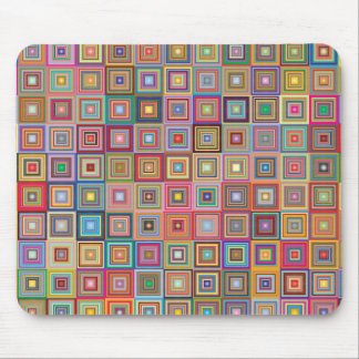 Retro Geometric Square Tile Pattern Mouse Pad
