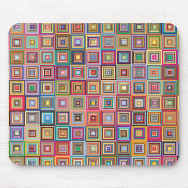 Retro Geometric Square Tile Pattern Mouse Pad (Front)