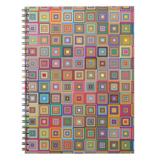 Retro Geometric Square Tile Pattern Notebook