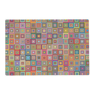 Retro Geometric Square Tile Pattern Placemat