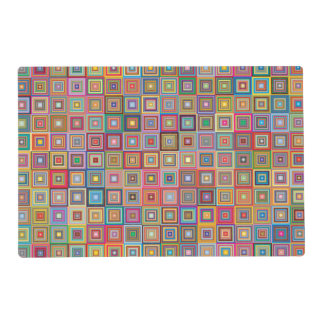 Retro Geometric Square Tile Pattern Placemat