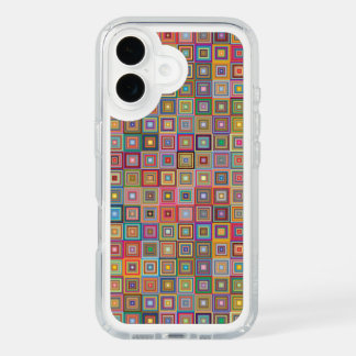 Retro Geometric Square Tile Pattern iPhone 16 Case