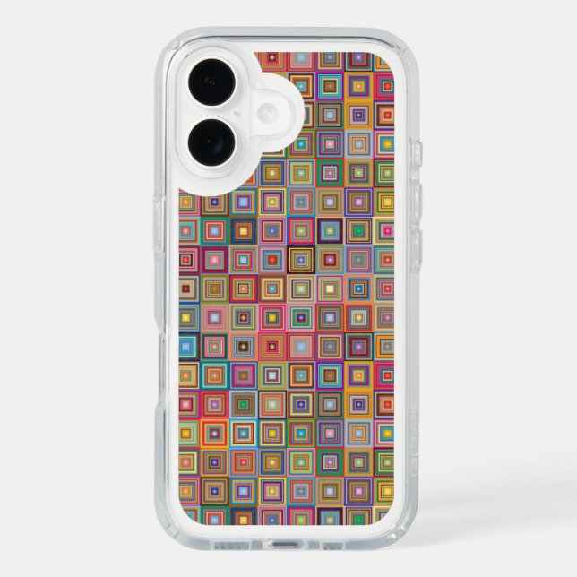 Retro Geometric Square Tile Pattern Speck iPhone Case (Front)