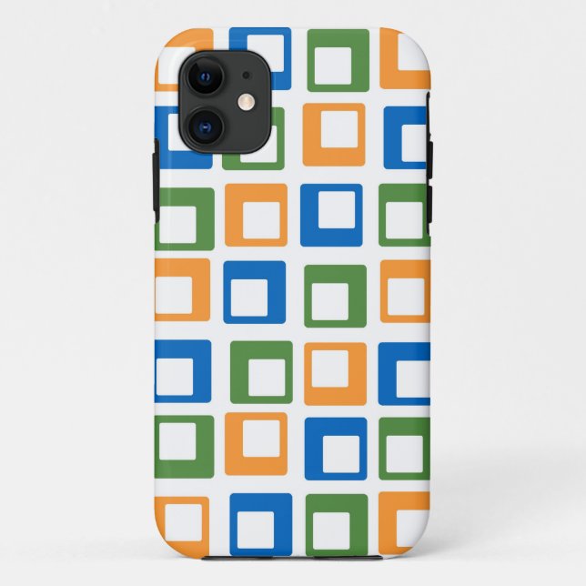Retro Geometric Squares | Orange Green Blue Case-Mate iPhone Case (Back)