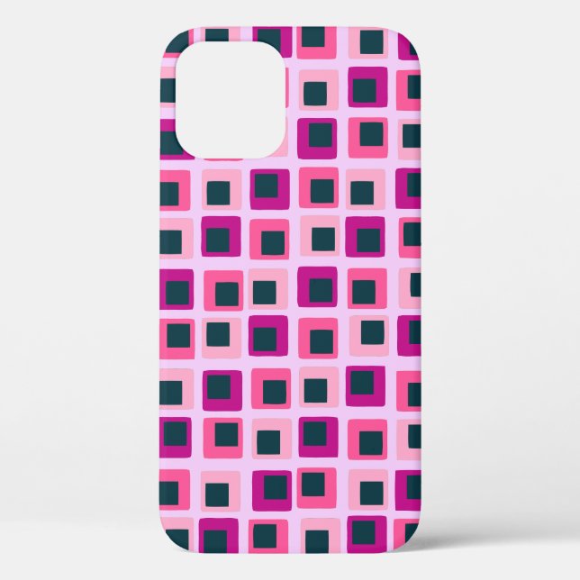Retro Geometric Squares Pink Case-Mate iPhone Case (Back)