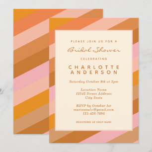 Retro Geometric Stripes in Rust Bridal Shower  Invitation