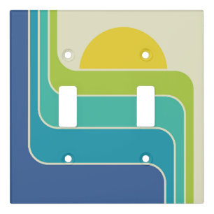 Retro Geometric Sun Design Light Switch Cover