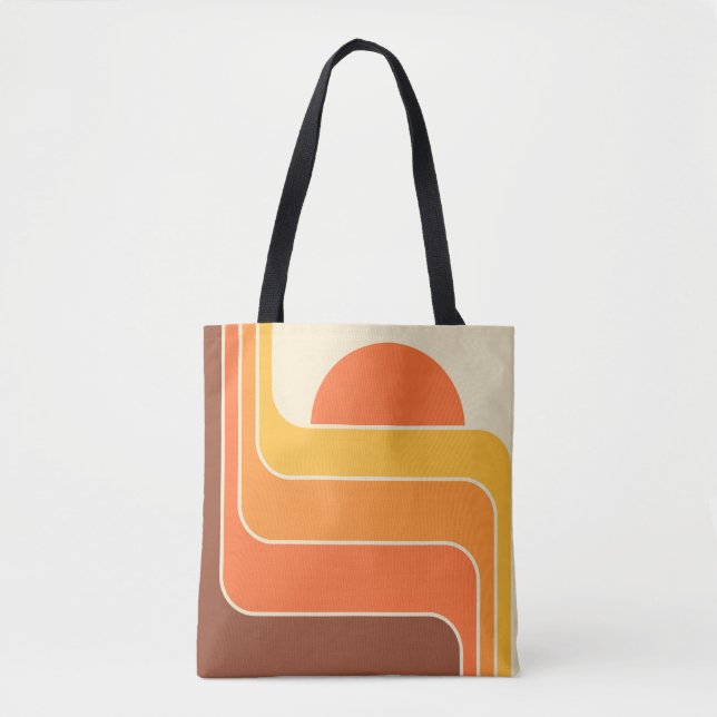 Retro Geometric Sun Design Tote Bag (Front)