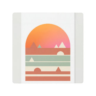 Retro Geometric Sunset Desert Minimalist Art