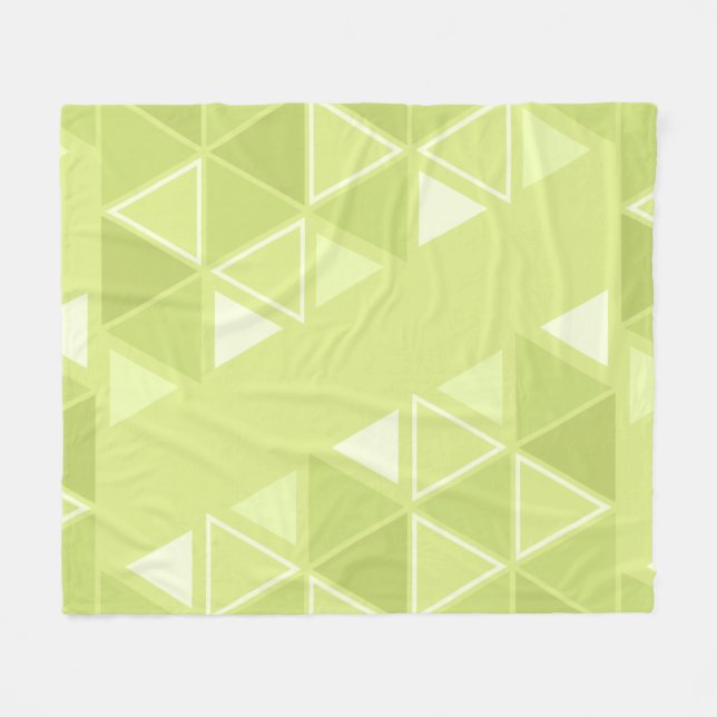 Retro Geometric Triangles Chartreuse Fleece Blanket (Front (Horizontal))