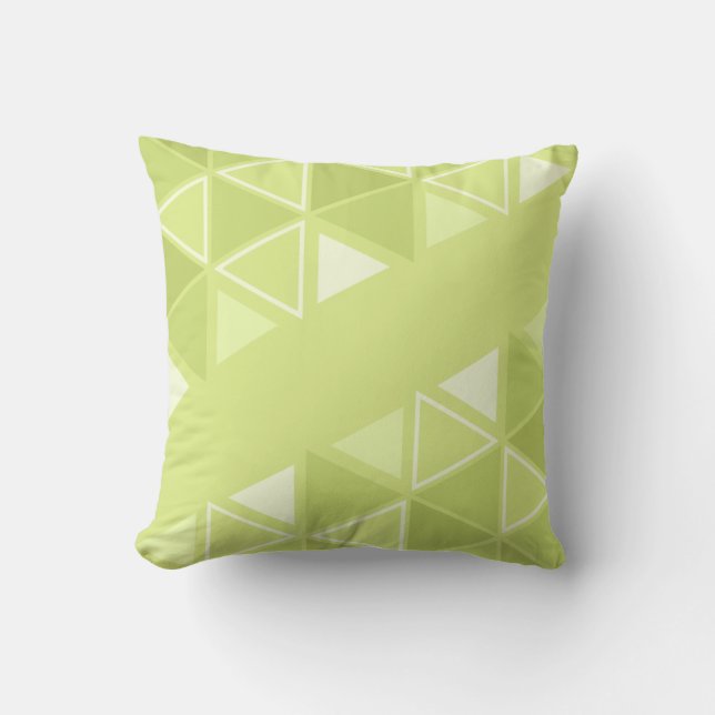 Retro Geometric Triangles Chartreuse Throw Pillow (Front)