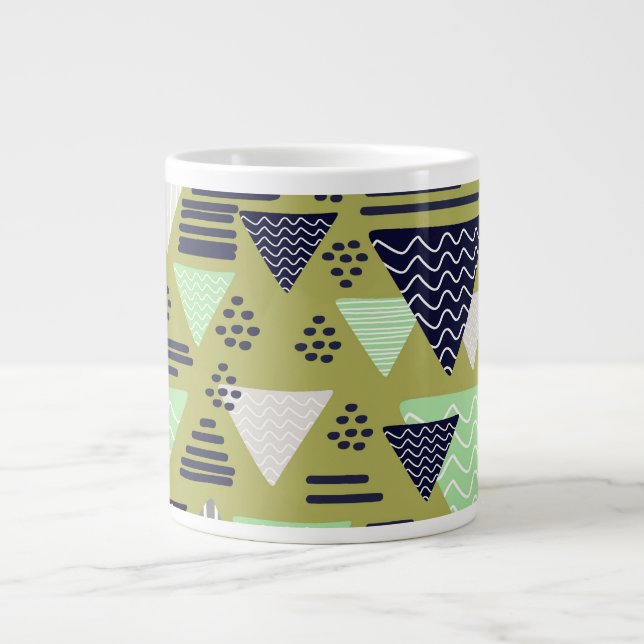 Retro Geometric Triangles Coffee Mug (Front)