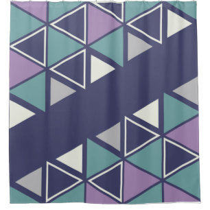 Retro Geometric Triangles Multicolored Shower Curtain