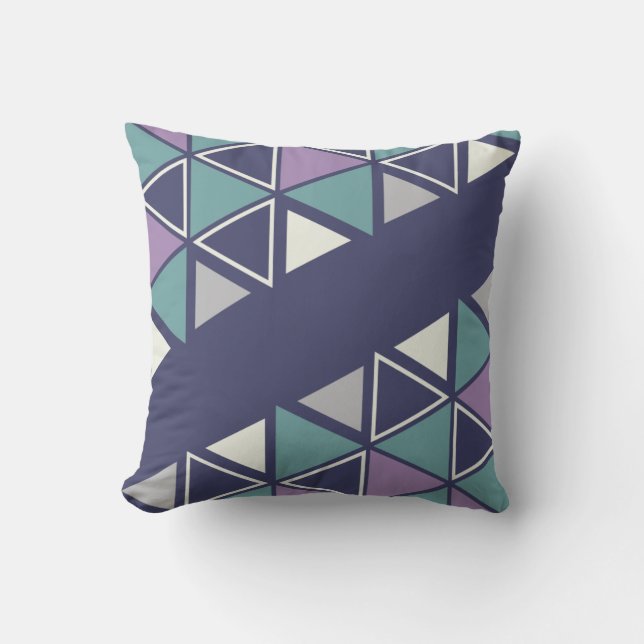 Retro Geometric Triangles Multicolored Throw Pillow (Front)