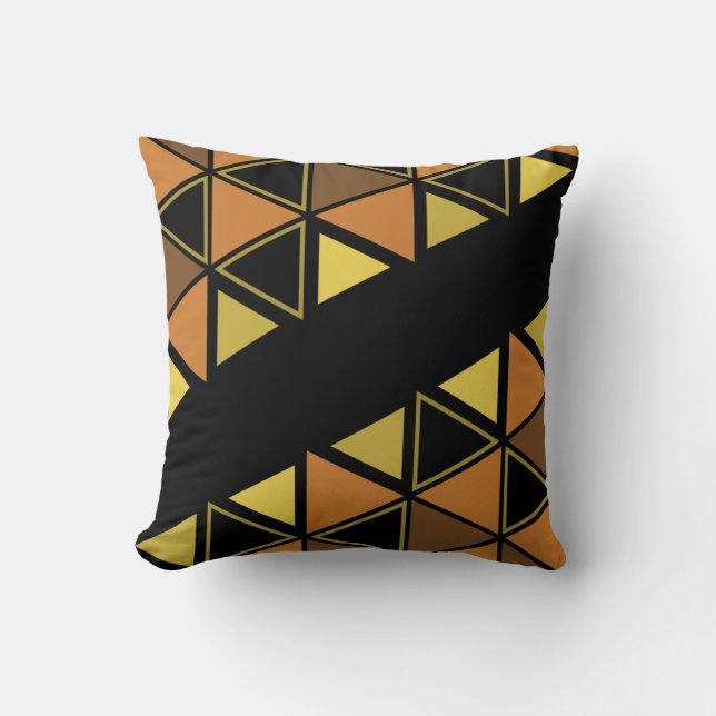Retro Geometric Triangles Orange Yellow Throw Pillow (Front)
