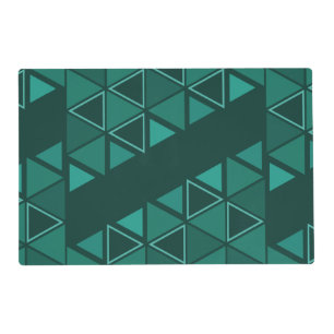 Retro Geometric Triangles Teal Placemat