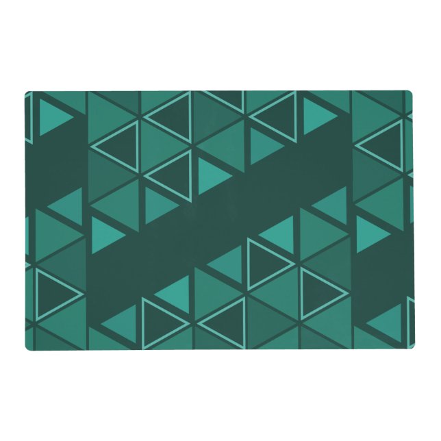 Retro Geometric Triangles Teal Placemat (Front)