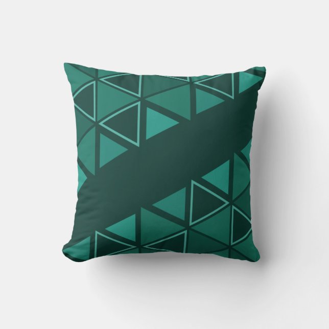 Retro Geometric Triangles Teal Throw Pillow (Front)
