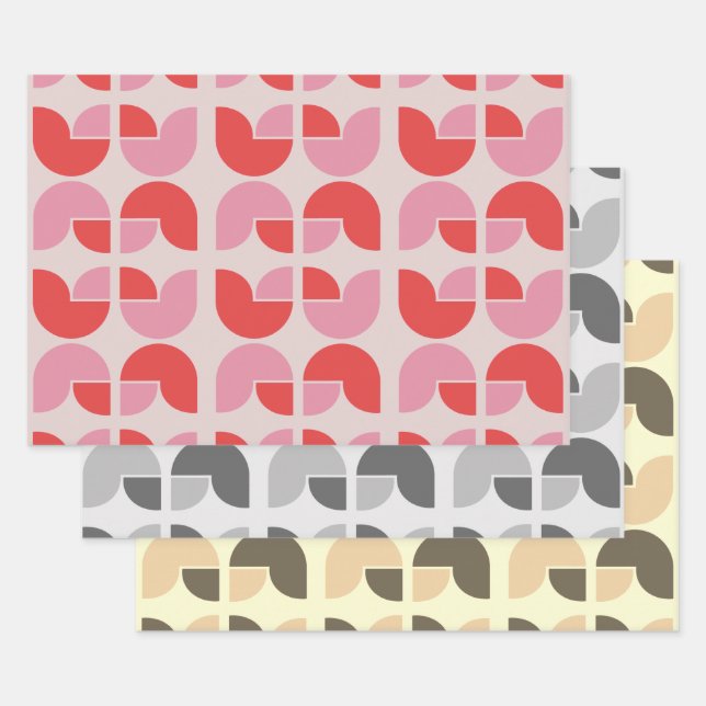 Retro Geometric Tulip Wrapping Gift Paper (Set)