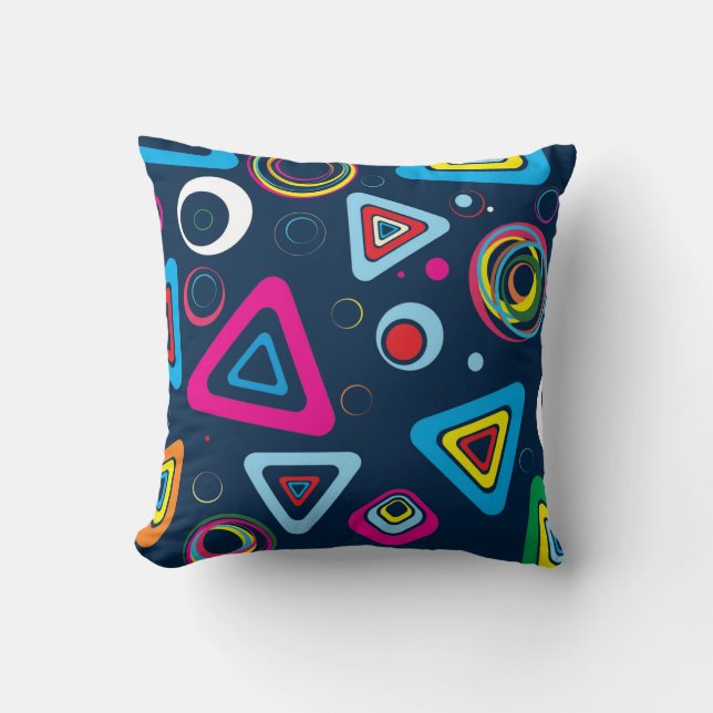 Retro Geometric Vibes Throw Pillow (Front)