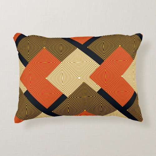 Retro Geometrical Squares Vintage Pattern Accent Pillow