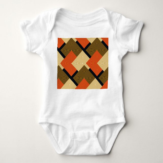 Retro Geometrical Squares: Vintage Pattern. Baby Bodysuit (Front)
