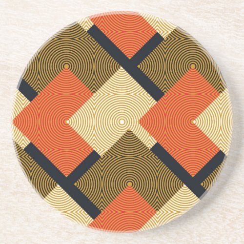 Retro Geometrical Squares Vintage Pattern Coaster