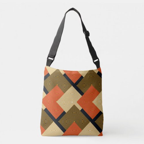 Retro Geometrical Squares Vintage Pattern Crossbody Bag