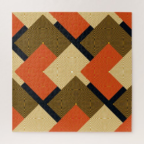 Retro Geometrical Squares Vintage Pattern Jigsaw Puzzle