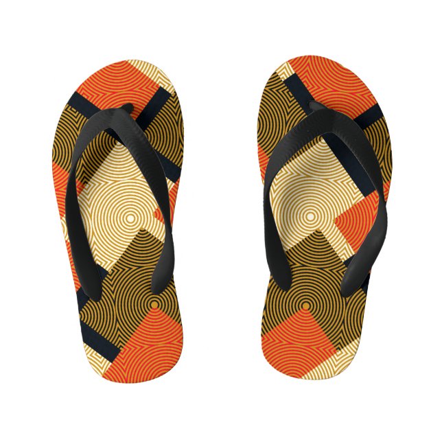 Retro Geometrical Squares: Vintage Pattern. Kid's Flip Flops (Footbed)