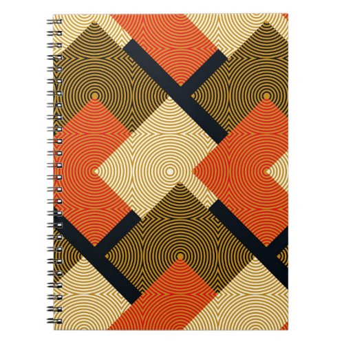 Retro Geometrical Squares Vintage Pattern Notebook
