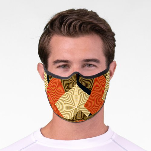 Retro Geometrical Squares Vintage Pattern Premium Face Mask