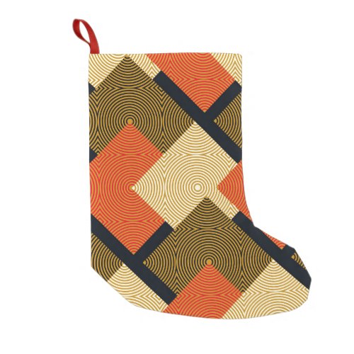 Retro Geometrical Squares Vintage Pattern Small Christmas Stocking