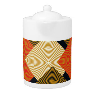Retro Geometrical Squares: Vintage Pattern. Teapot