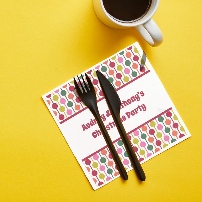 Retro Geometrtic Pattern Custom Message Christmas Napkins (Creator Uploaded)