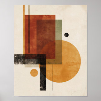 Retro Geometry – Minimal Wall Art in Rust Beige