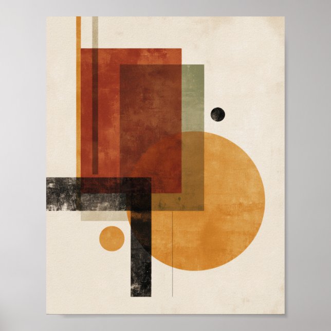 Retro Geometry – Minimal Wall Art in Rust Beige (Front)