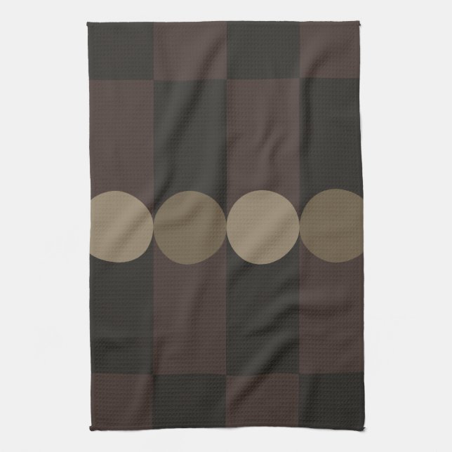 Retro Geometry Stripes Circles Black Gold Kitchen Towel (Vertical)
