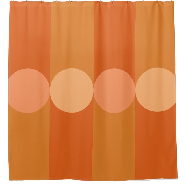 Retro Geometry Stripes Circles Orange Shower Curtain (Front)