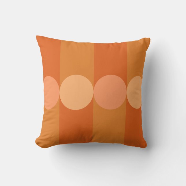 Retro Geometry Stripes Circles Orange Throw Pillow (Front)