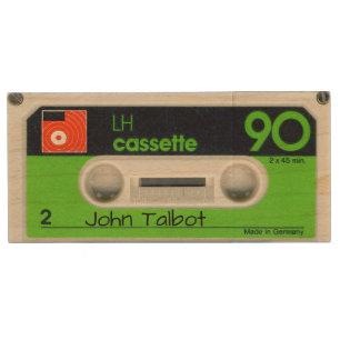 Retro German Audiotape Personalized USB Wood USB Flash Drive