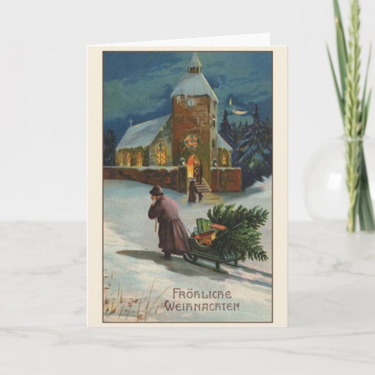 Retro German Fröhliche Weihnachten Christmas Card | Zazzle.com