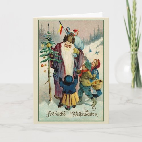 Retro German Frhliche Weihnachten Christmas Card