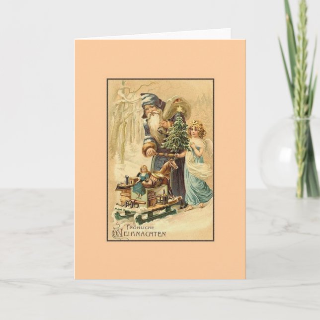 Retro German Fröhliche Weihnachten Christmas Card (Front)