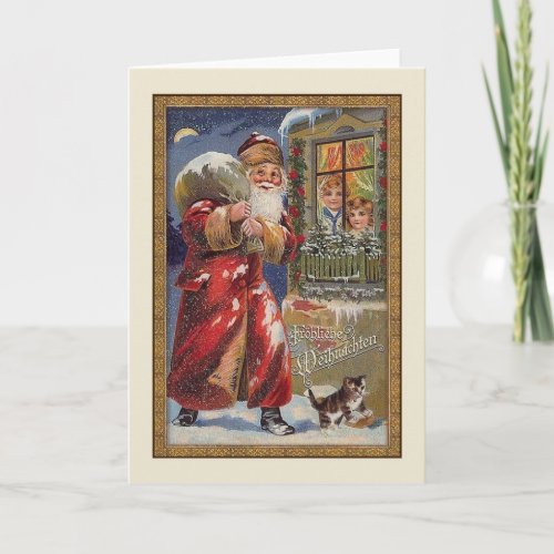 Retro German Frhliche Weihnachten Christmas Card