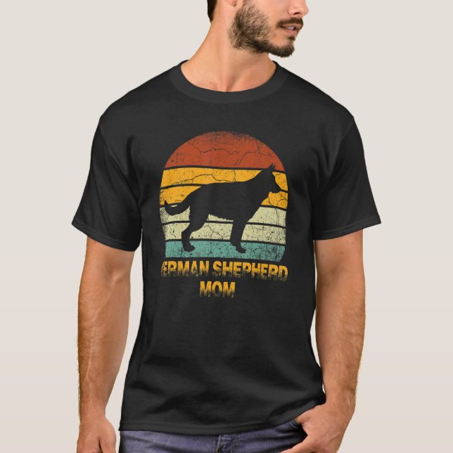 Retro German Shepherd Mom  Doxie Dog Owner Mother  T-Shirt (Front)
