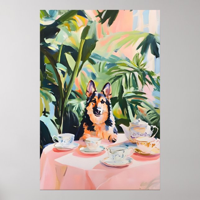 Retro German Shepherd Poster, German Shepherd Oil Poster (Front)