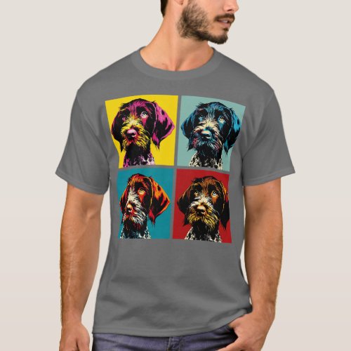 Retro German Wirehaired Pointer Art Cute Puppy T_Shirt