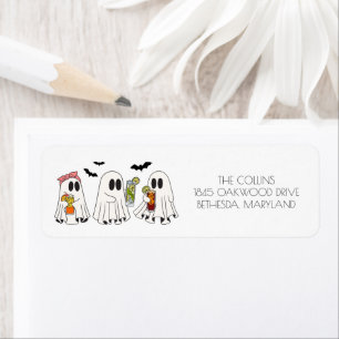 Retro Ghost and Cocktails Halloween Return Address Label