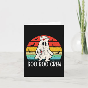 Retro Ghost Boo Boo Crew Women Nurses Funny Hallow Card